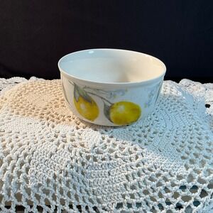 Grace Fine Porcelain Lemon Pattern Bowl‎ White Ceramic Kitchen Decor